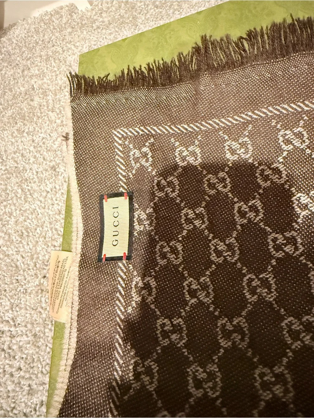 Gucci Brown and Cream Interlocking GG Monogram Scarf